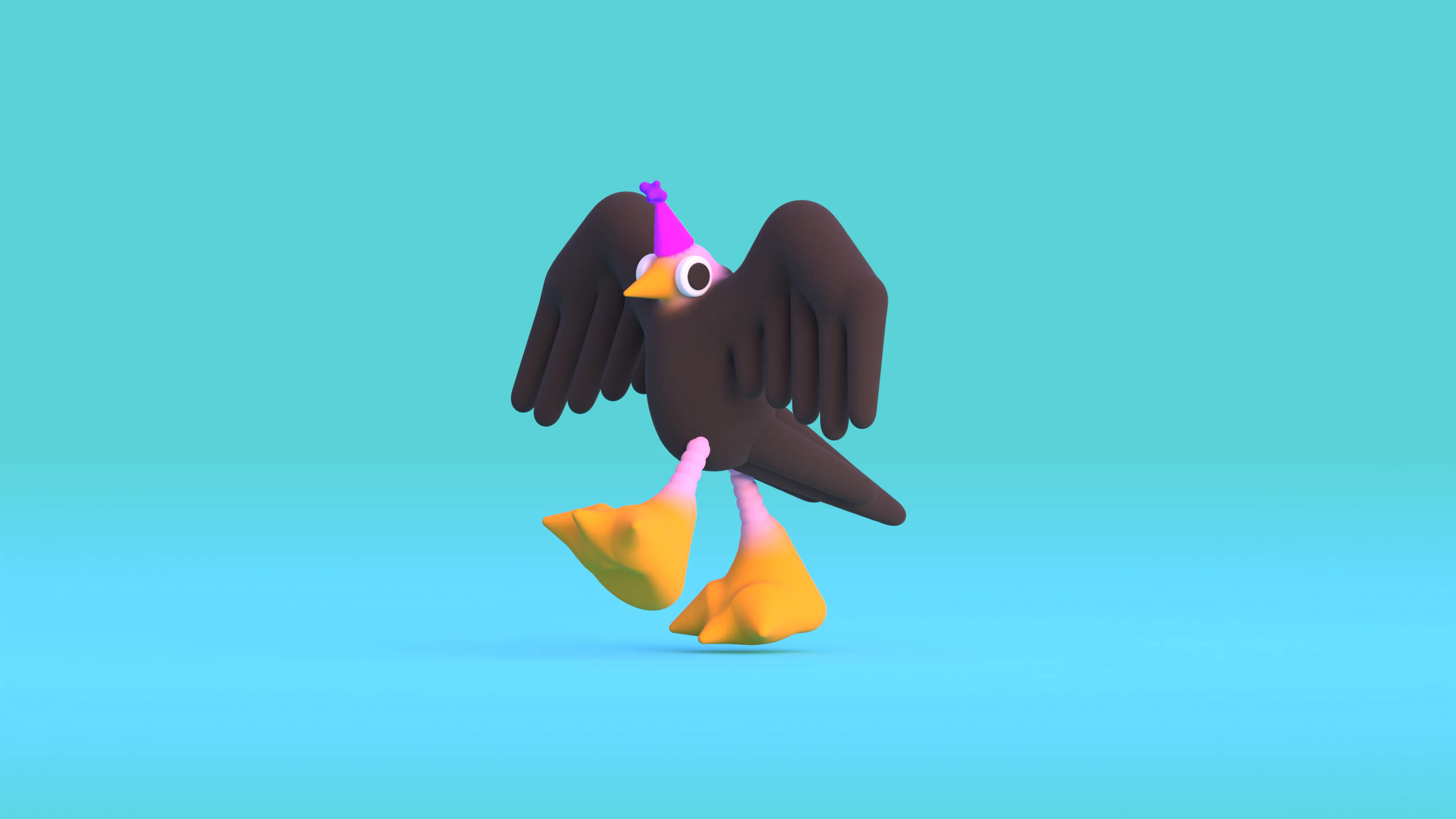 a digital 3D sculpture of a Californian condor bird of prey that is also the logo of the cereal box toy website logo, with a sky blue background.