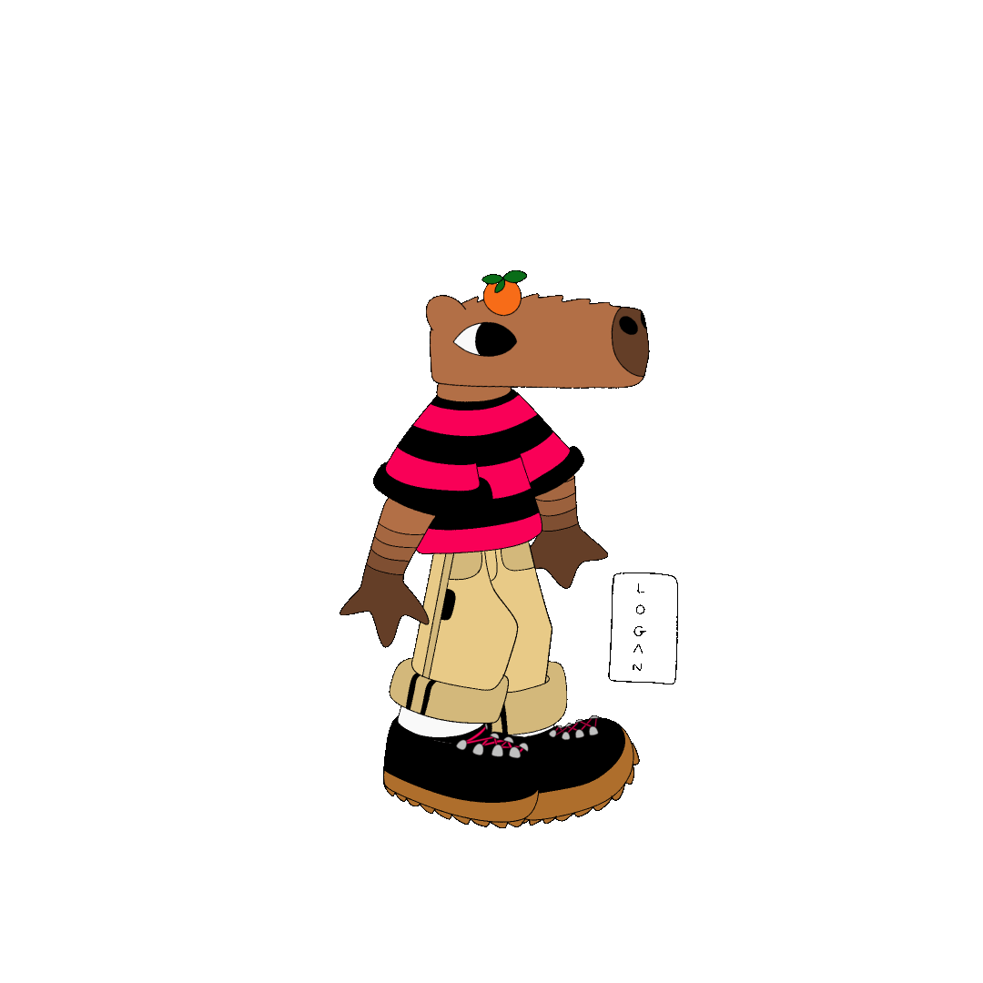the second of two 2D looping animations of capybara video game protagonist Pym, fully coloured in, walking on the spot whilst facing to the right.