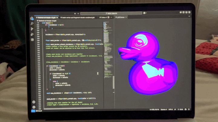 video footage of a cartoony cel shader for use in CGI visual effects.