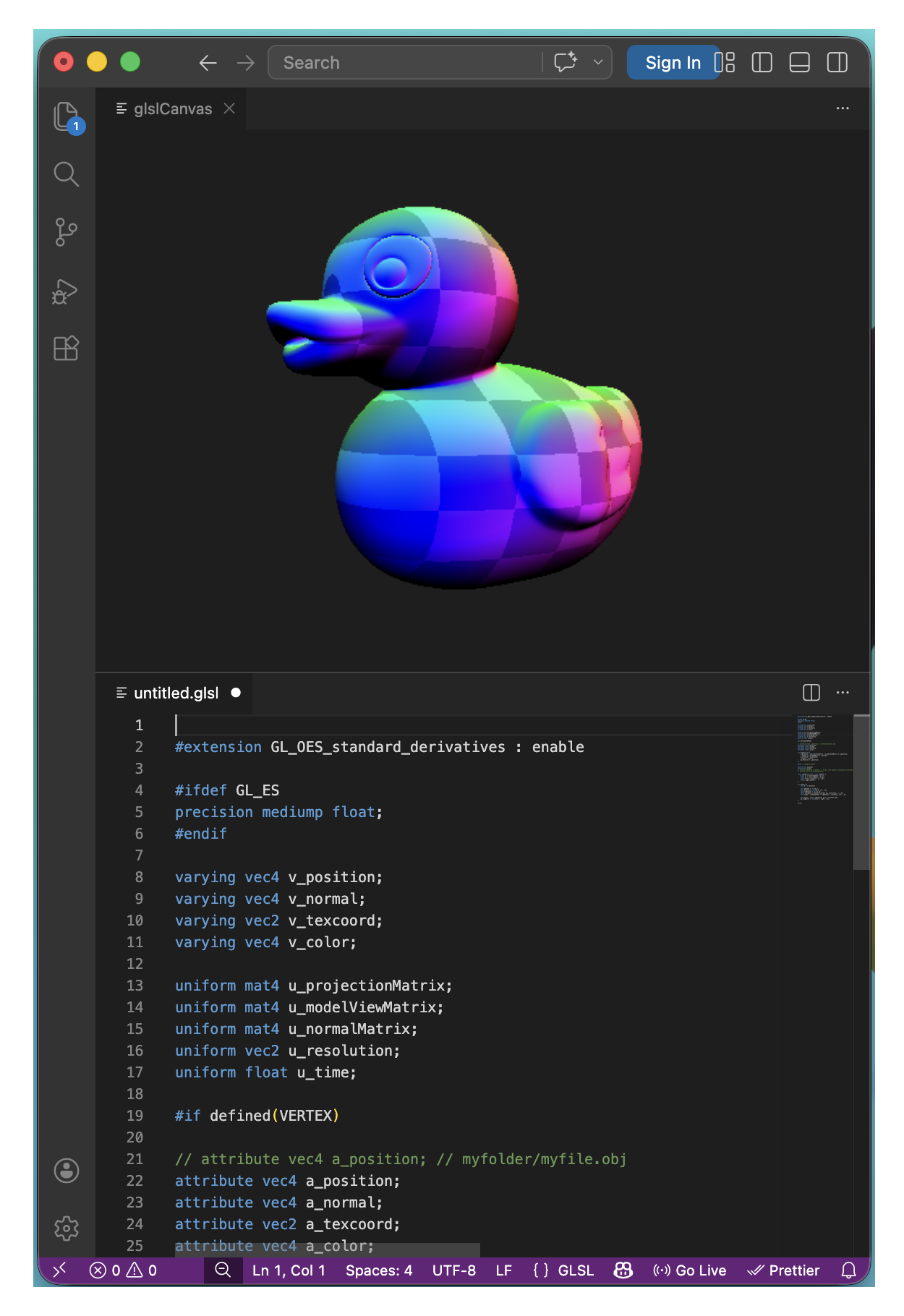 an image of the 3D digital rubber duck sculpture mid-rotation, textured with a checkerboard pattern, with realistic lighting and shadow effects.